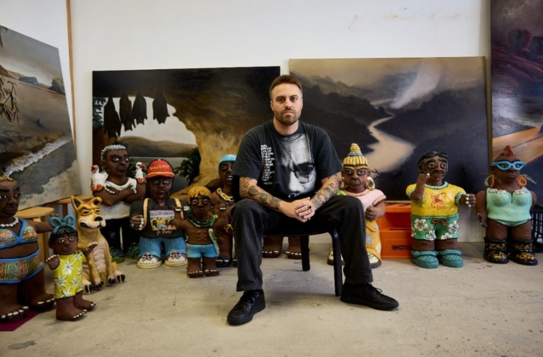Dharug artist Billy Bain charts journey of cultural return in Art Gallery of New South Wales solo debut