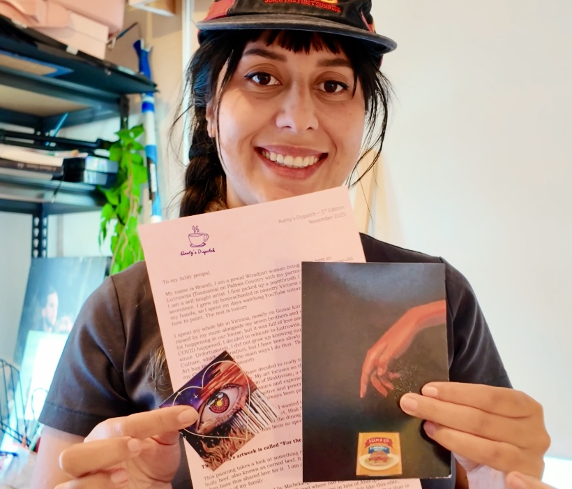 Wiradjuri artist Brandi Salmon's monthly snail mail club grows into a community of more than 500 subscribers across Australia and overseas