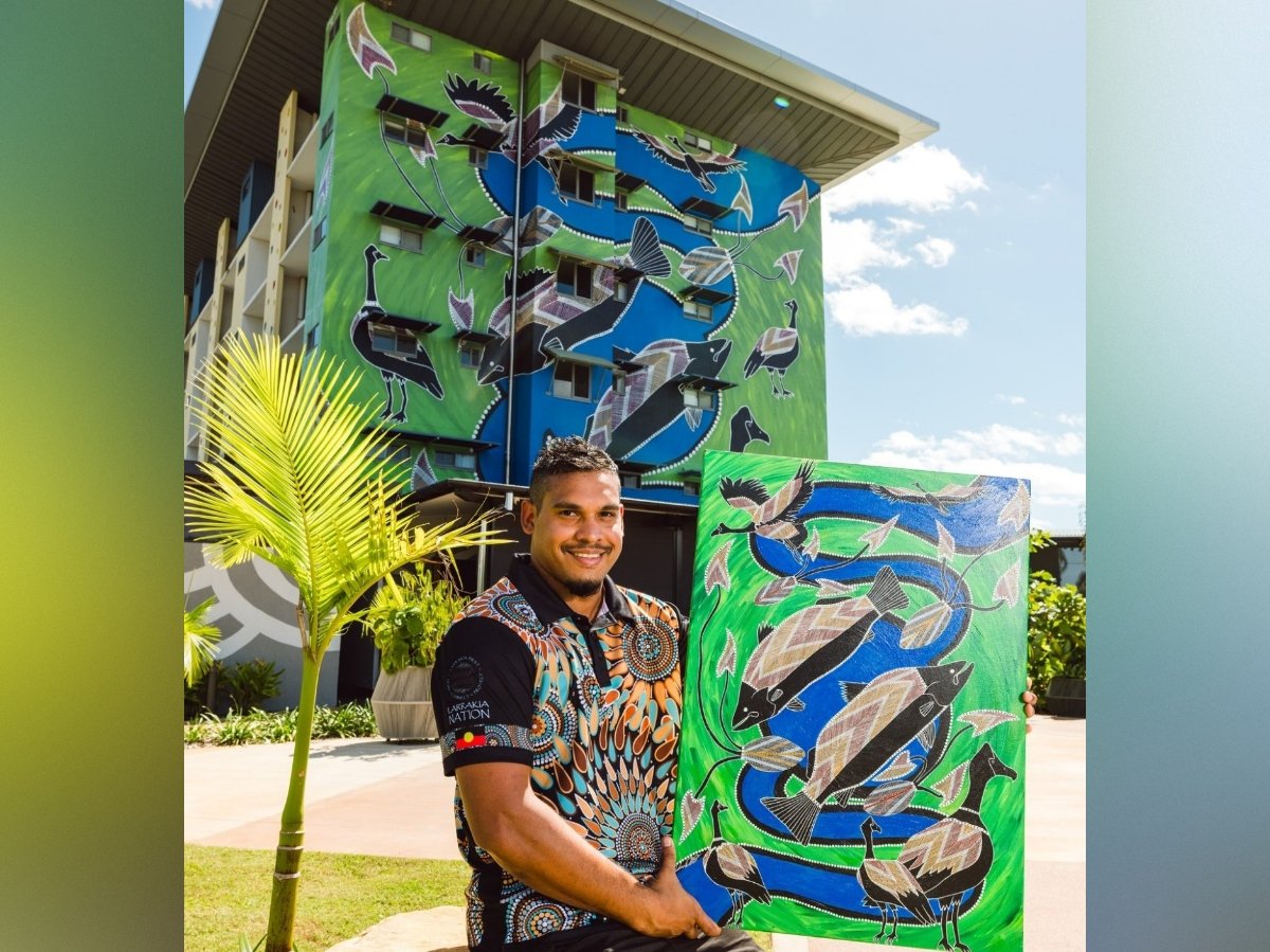 Keelan Fejo’s story towers over Darwin as Indigenous Art Trail launches at Darwin Airport Resorts