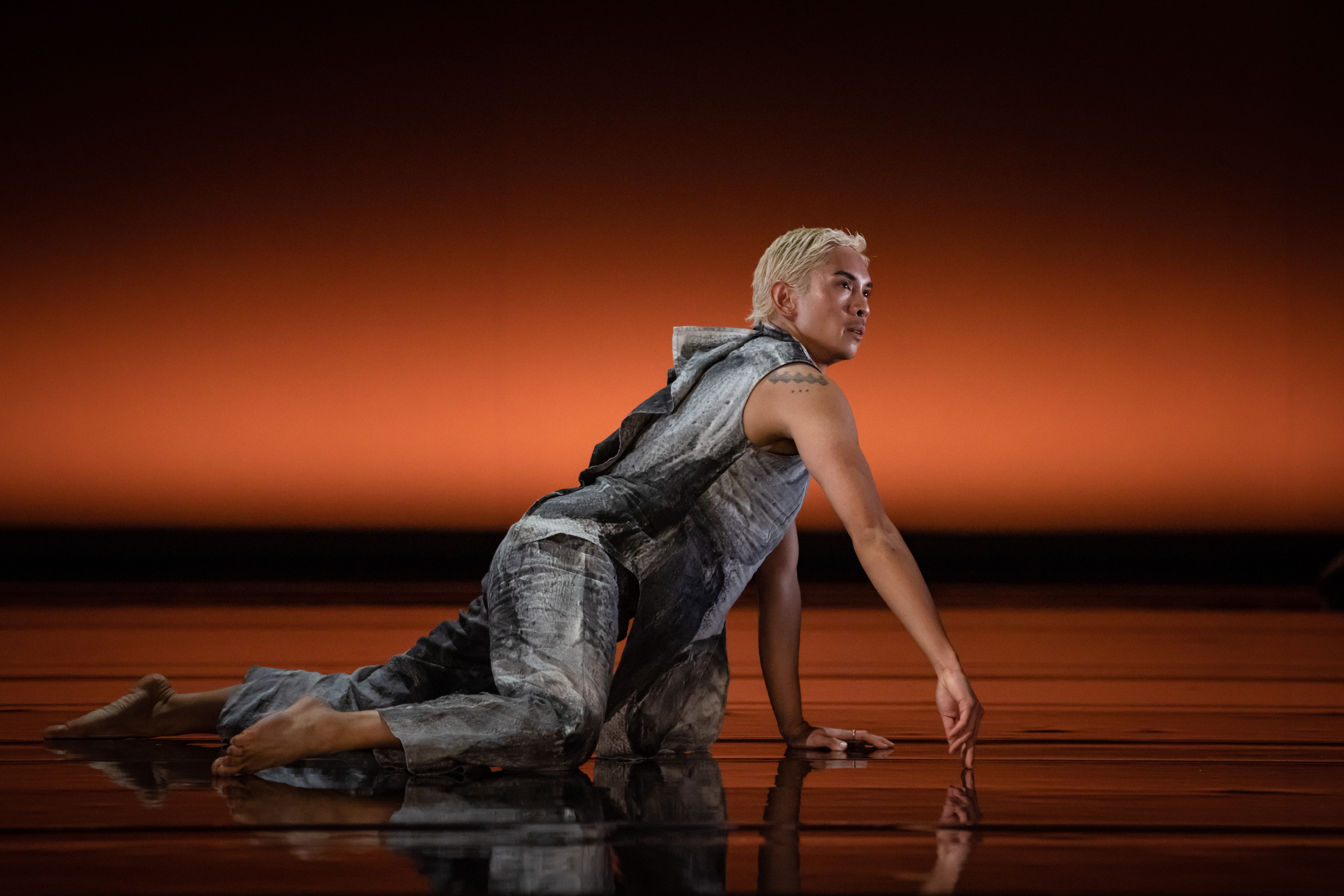 A dancer in THE HUM wear costumes designed by WA-ring's Annette Sax. (Image: Daniel Boud)