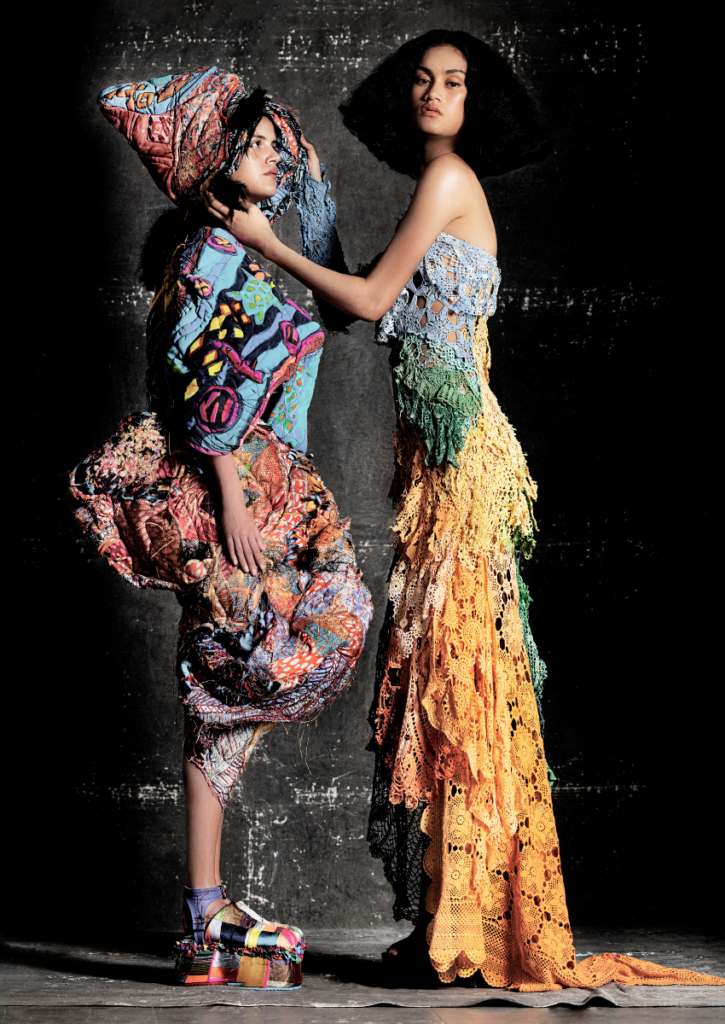 Gogos and Parker's collaborative piece (left). (Image: Hector Clark Harper's Bazaar)