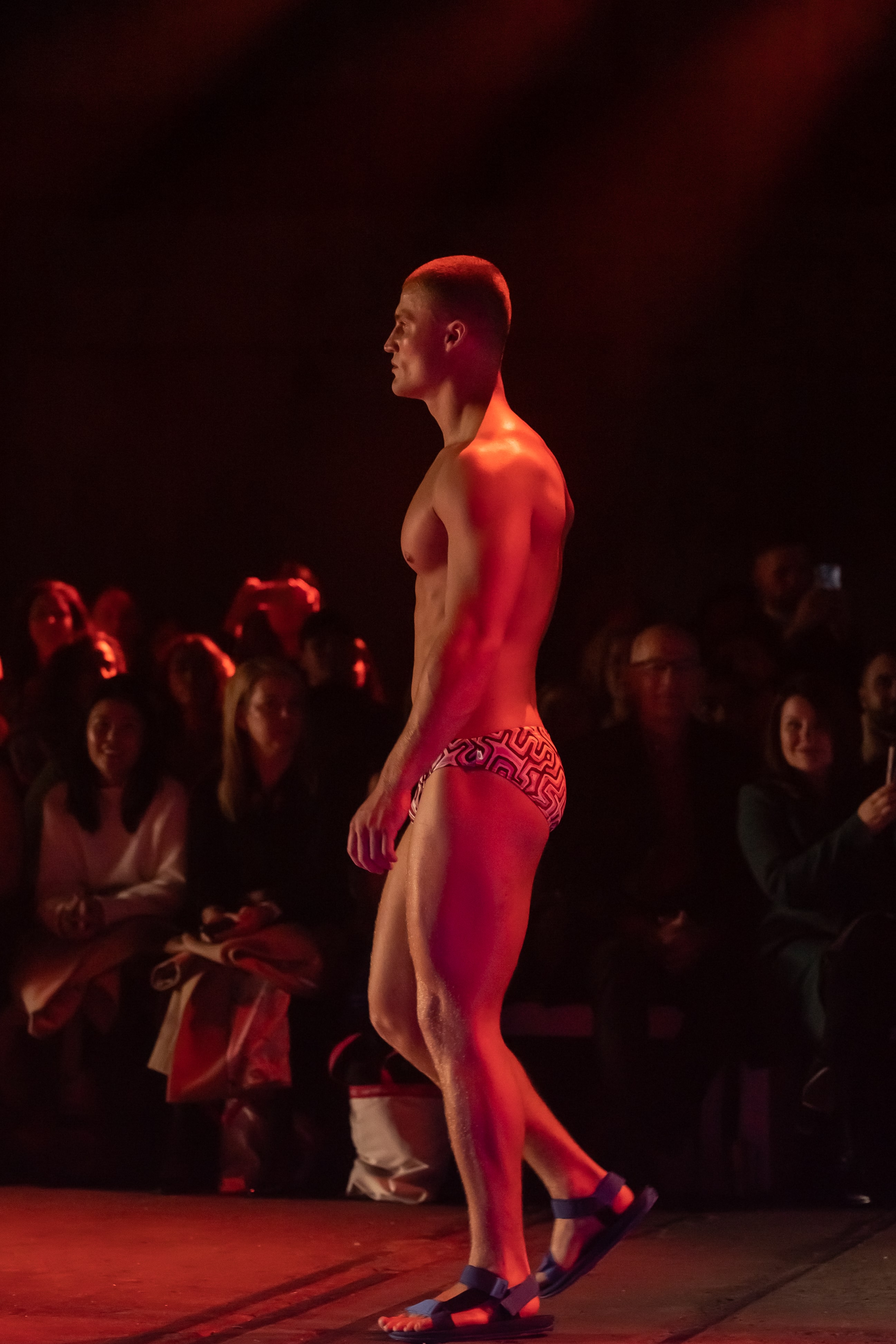 A model wears GALI Swimwear during the IFP runway. (Image: Rob Hookey)