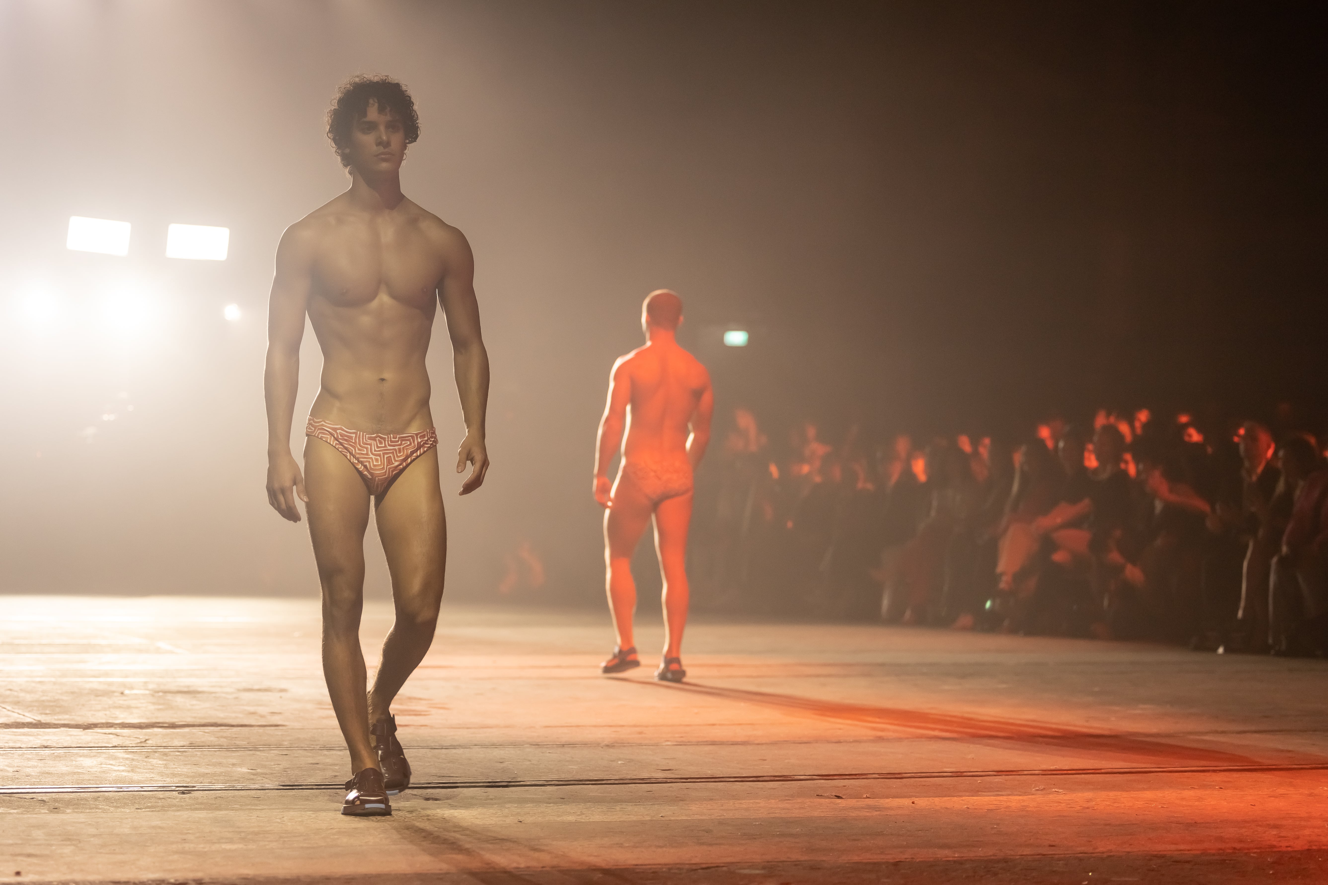 A model wears GALI Swimwear during the IFP runway. (Image: Rob Hookey)