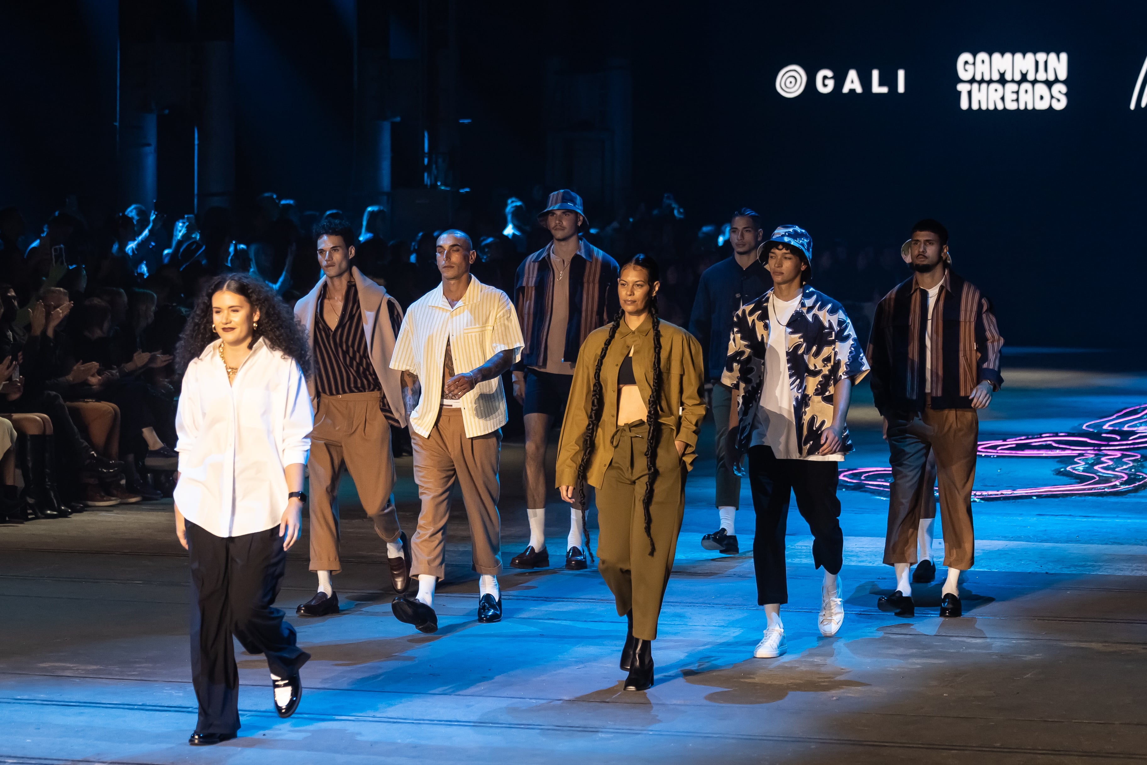 JOSEPH & JAMES during the Indigenous Fashion Projects Runway show at Australian Fashion Week. (Image: Rob Hookey)