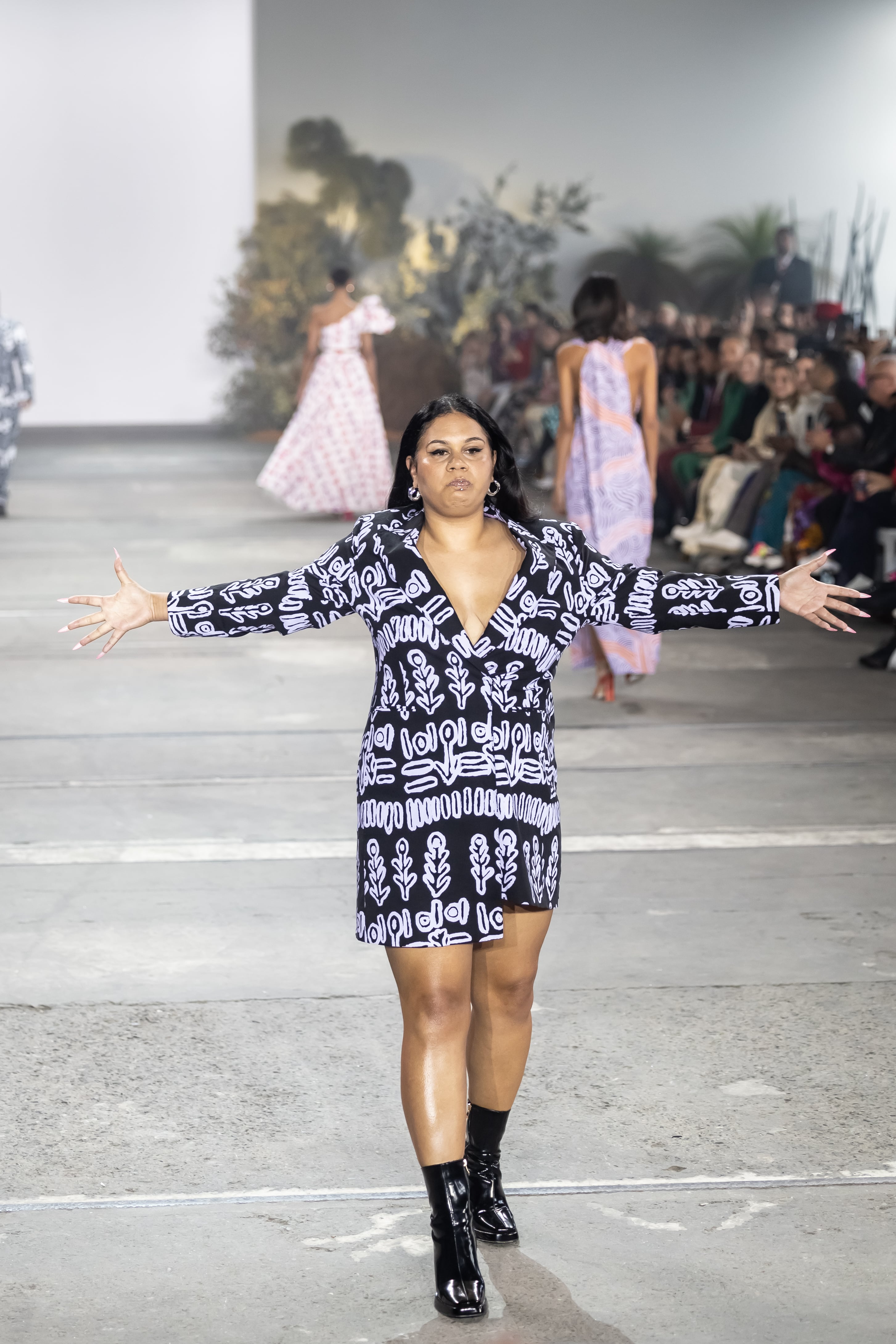 BARKAA models Ikuntji during AAFW. (Image: Rob Hookey)