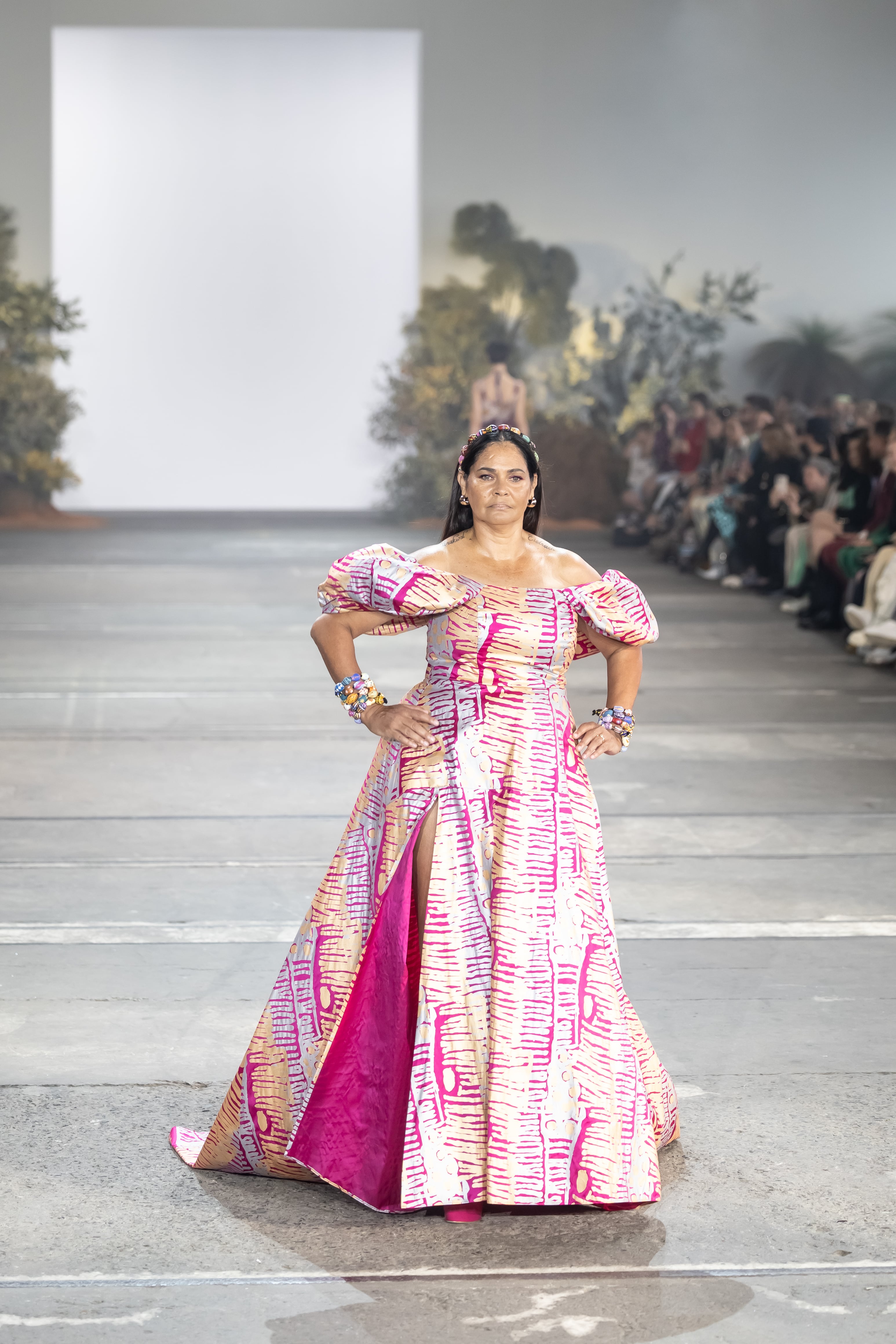Elaine 'Aunty Vogue' George in Ikuntji for AAFW. (Image: Rob Hookey)