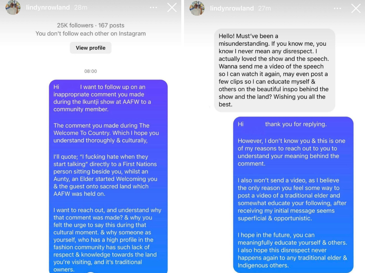 Screen grabs from @lindynrowland on Instagram. Pictures have been cropped for clarity. (Image: supplied)
