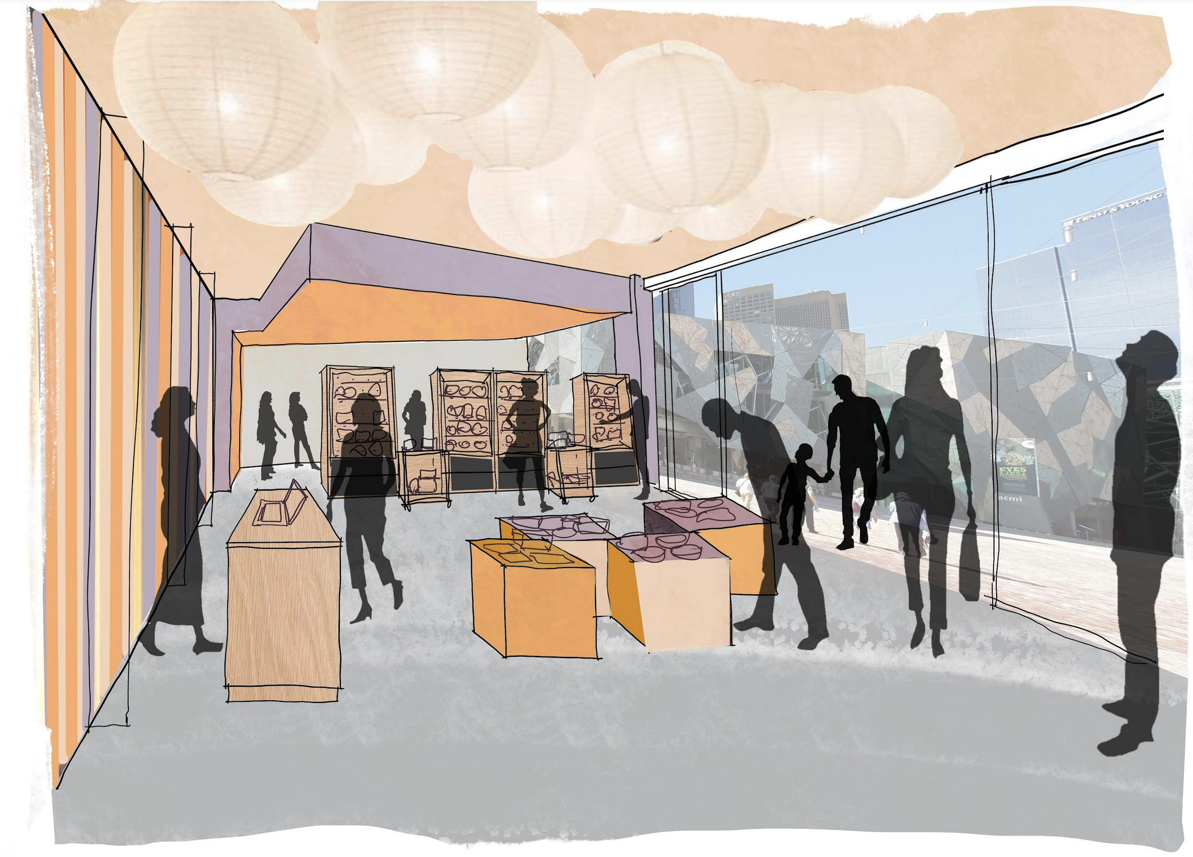 Render of KHTs temporary pop up: shopKOORIE