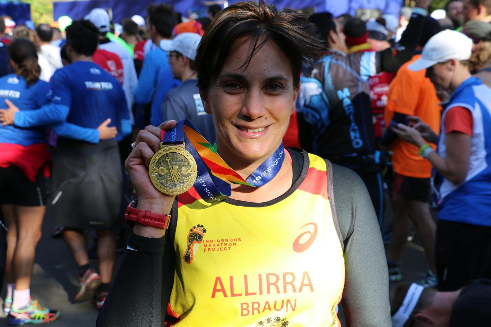 Ms Jennings' first marathon was the New York Marathon, which she completed as part of the Indigenous Marathon Foundation team in 2014.