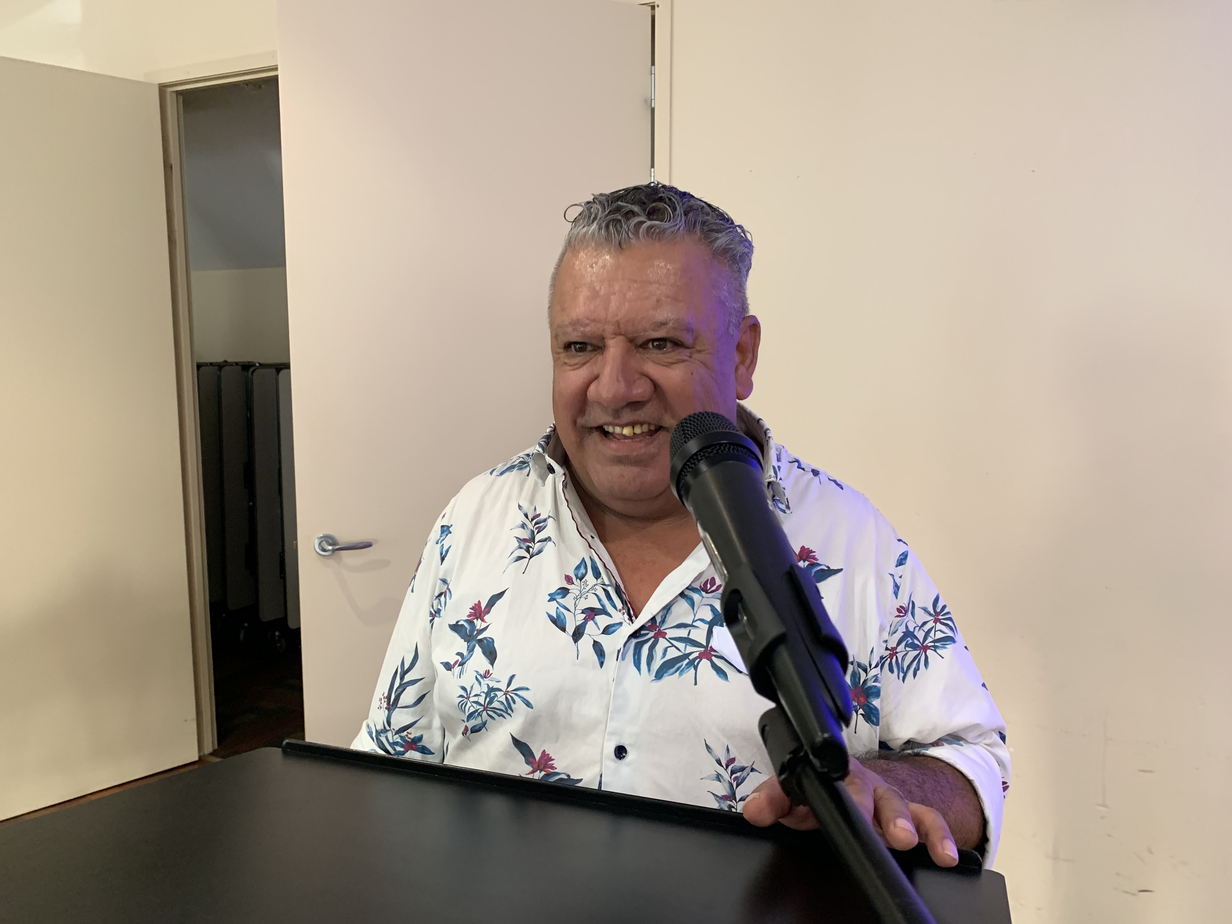 Anglicare Southern Queensland First Nations Engagement and Development Advisor Howie Vandyke speaking at a forum earlier this year.