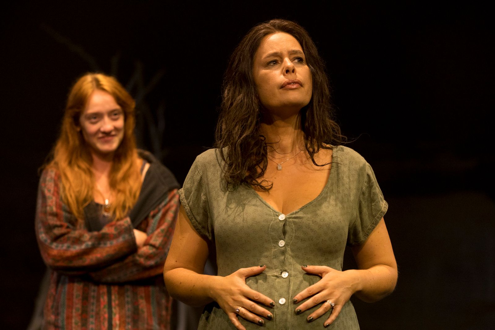 Sandy Greenwood plays Nala in At What Cost? Behind her is Alex Malone as Gracie