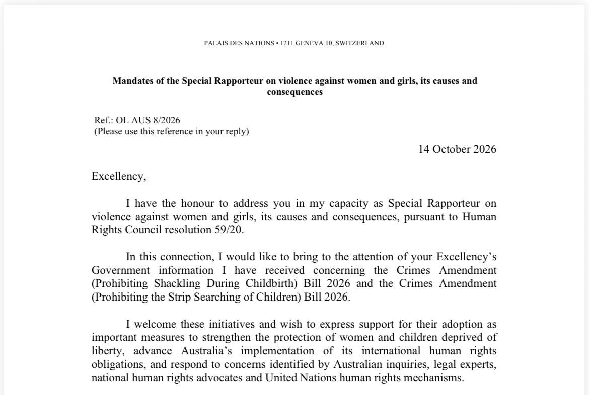 The letter to the Australian Government