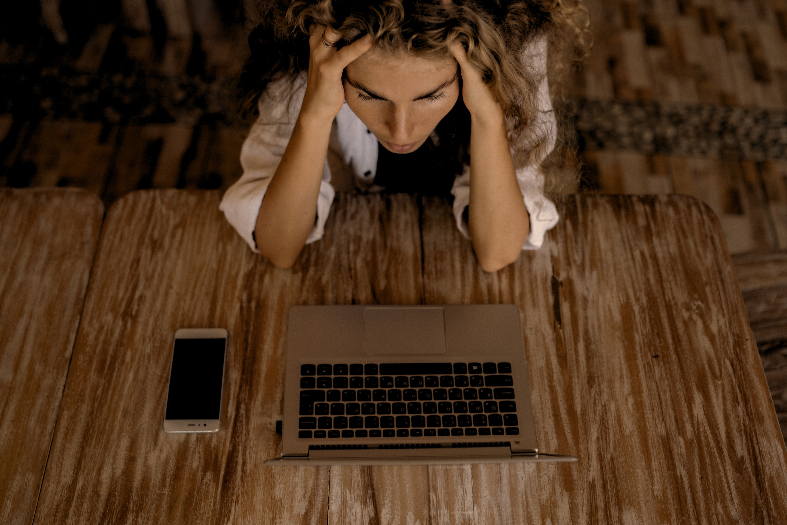stressed out in front of laptop
